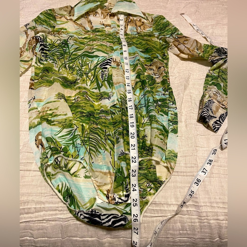 Vintage 1960s Safari Print Button-Up Bodysuit - Picture 6 of 13